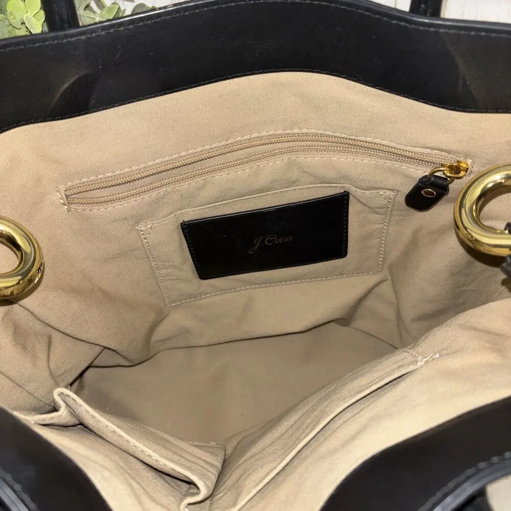 J.Crew The Harper Leather Tote Bag Black EUC